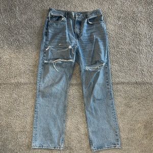 Topshop highwaisted straight leg waist 32 distressed dad jeans